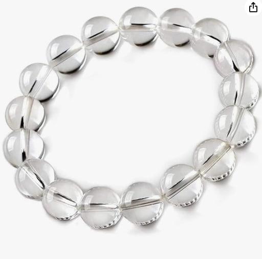 Natural Genuine Semi-Precious Healing Power 14mm Clear Quartz Round Beads Bracelet High Quality